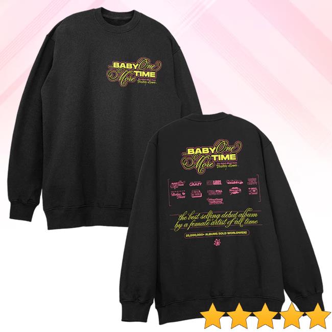 Official Britney Spears Merch Store Britney Spears ...Baby One More Time 25Th Track List Black Sweatshirt Britney Spears Apparel Clothing Shop BritneySpears