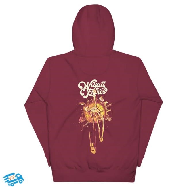 Official Wyatt Flores Merch Shop Wyatt Flores Maroon Skeleton Compass Pullover Sweatshirt