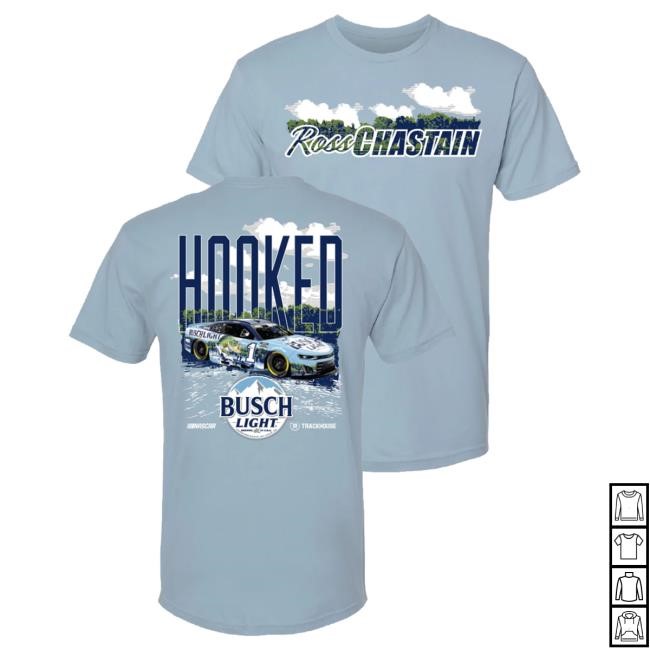 Ross Chastain #1 Busch Light 2025 Fishing HOOKED Tees Trackhouse Racing Team Official