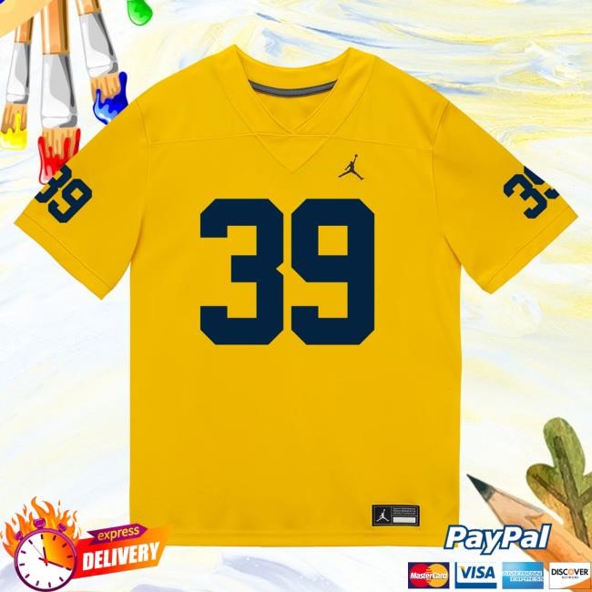 Michigan Wolverines #39 Joe Taylor Student Athlete Maize Football Jersey Top Shirt The M Den Shop