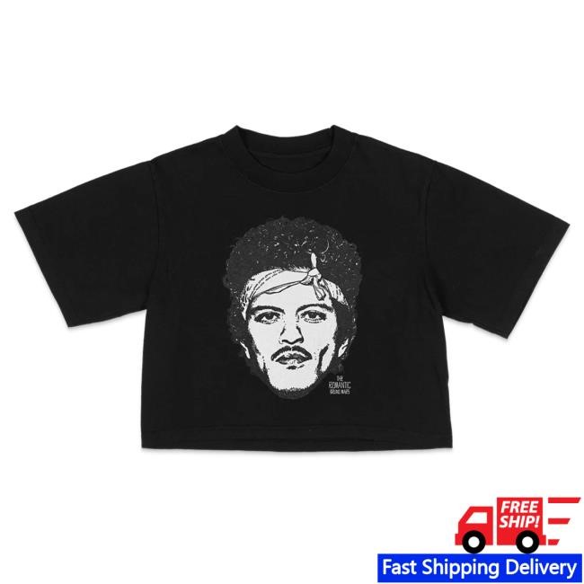 Dark Aesthetic Bruno Mars The Romantic Art Cropped Tee - Black