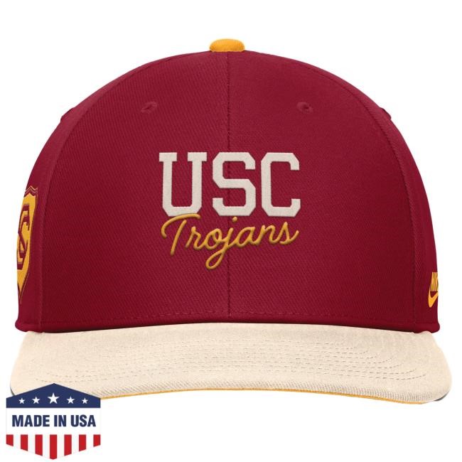 USC Trojans Cardinal and Natural Futura Legacy Pro Flatbrim Snapback Hat USC Bookstores Officical