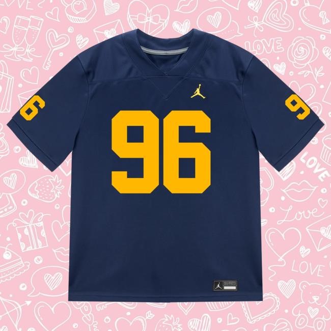 The M Den Michigan Wolverines #96 Dominic Zvada Student Athlete Blue Football Jersey Tee