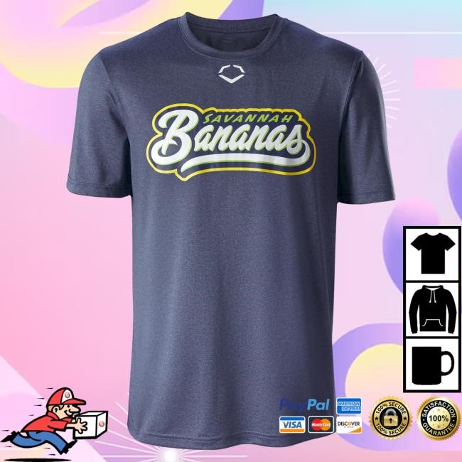 Official Savannah Bananas Apparel Bananas EvoShield Script Short Sleeve Tech Top Shirt SavannahBananas