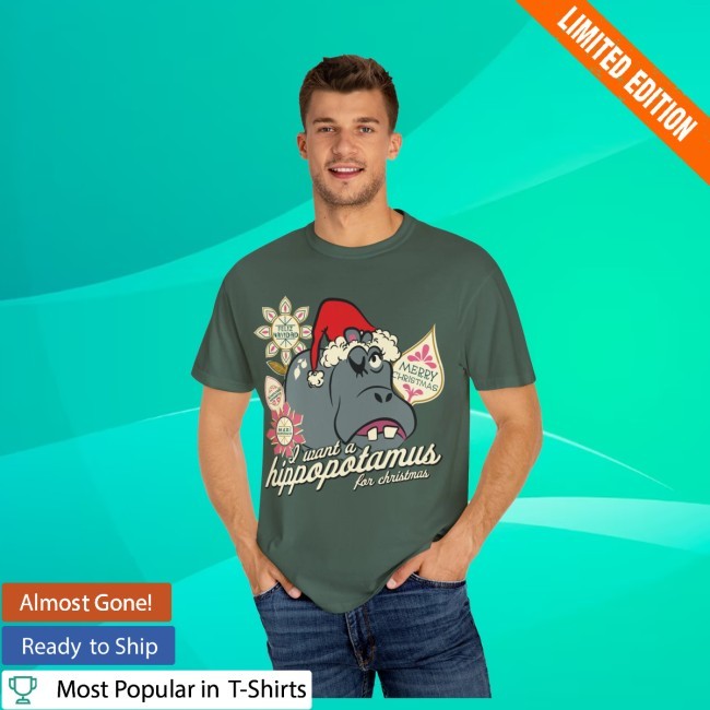 Thequirkymouse Hippo Christmas Comfort Colors Tee Tee