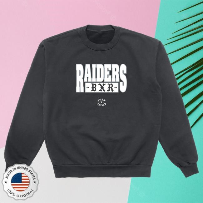Official Born X Raised Merch Store Shop Born X Raised + Raiders Block Popover Sweatshirt: Vintage Black BornxRaised