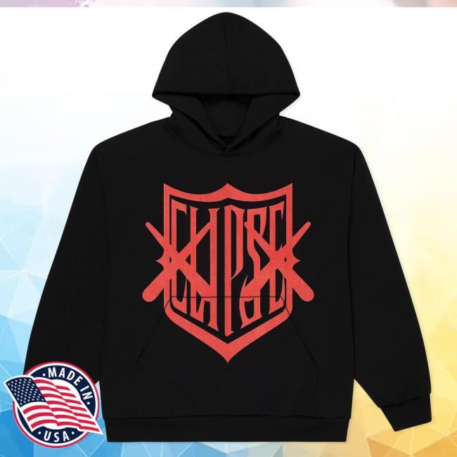 Let God Sort Em Out Kaws X Clipse Shield Attractive Hoodie (Black/Red)| Official Clipse Merch Store