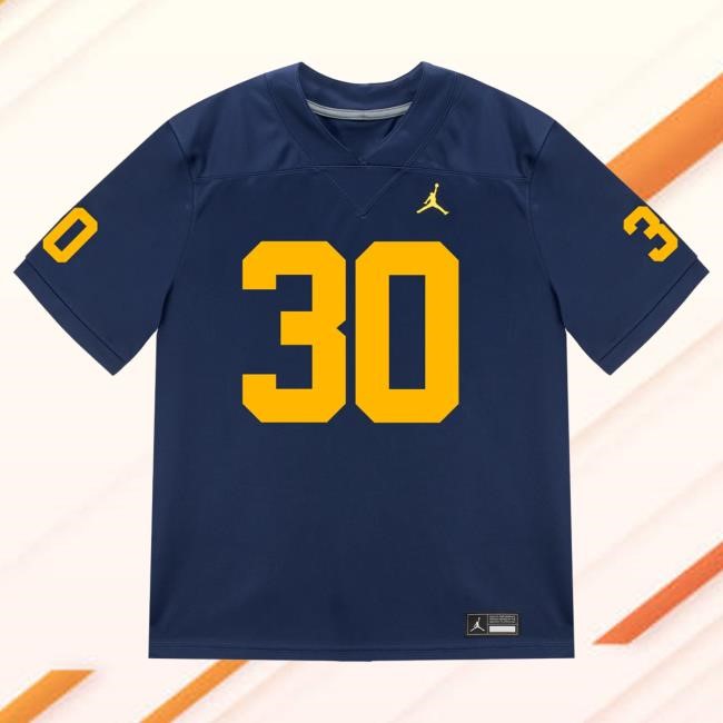The M Den Michigan Wolverines #30 Jimmy Rolder Student Athlete Blue Football Jersey Tees