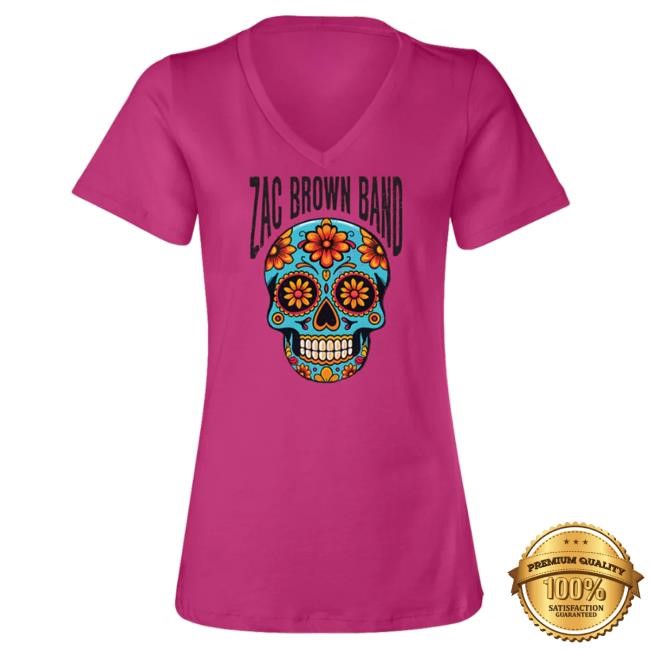 Official Zac Brown Band Pink Skull Shirt New