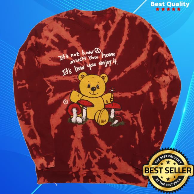 Official Altru Apparel Clothing Teddy Bear Mushroom Bleach Process Tie Dye Crew neck Sweatshirt