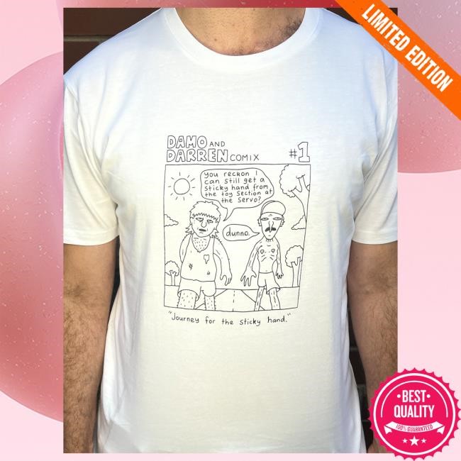 Official Smiling Friends Merch Michael Cusack Damo & Darren Sticky Hand Comic Shirt New