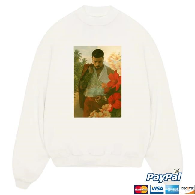 Official Rauw Alejandro Merch Store Shop Raul Portrait Crew Neck Sweatshirt Off White
