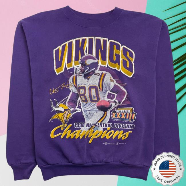 Official Shop Demand Vintage '98 Minnesota Vikings Champions Popover Sweatshirt Purple Shopdemand