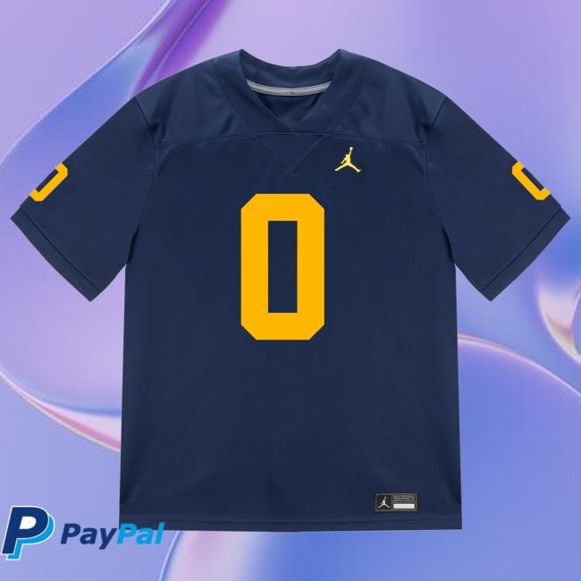 The M Den Michigan Wolverines #0 Semaj Morgan Student Athlete Blue Football Jersey Tshirt