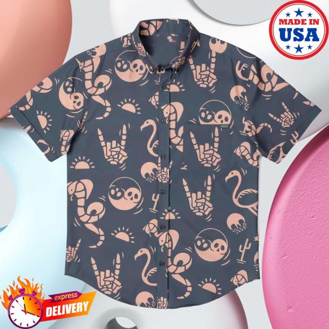 Official Rsvlts Shop Merch Snakes, Skulls, And Sunsets Hawaii Shirt 2024