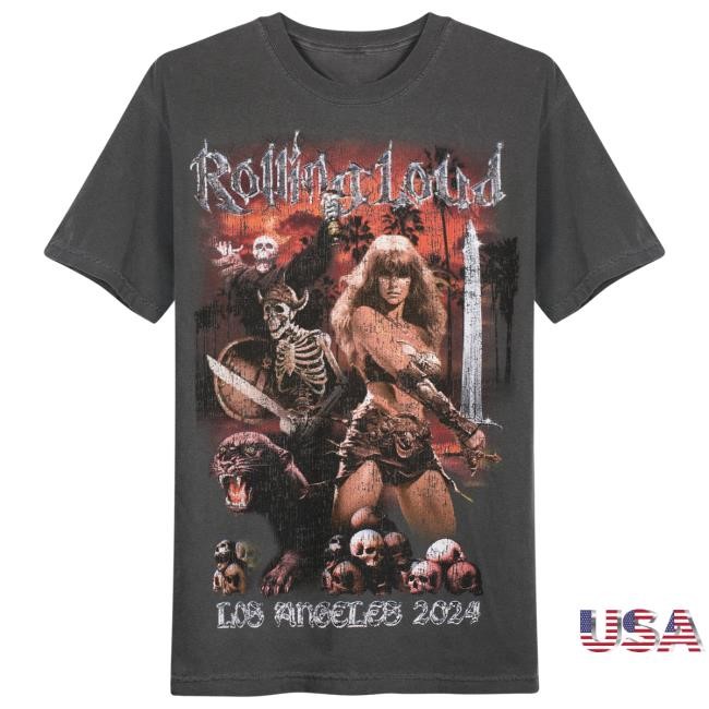 RL LA 24 Armagedon Washed Black Lineup Tee Shirt Rolling Loud Shop