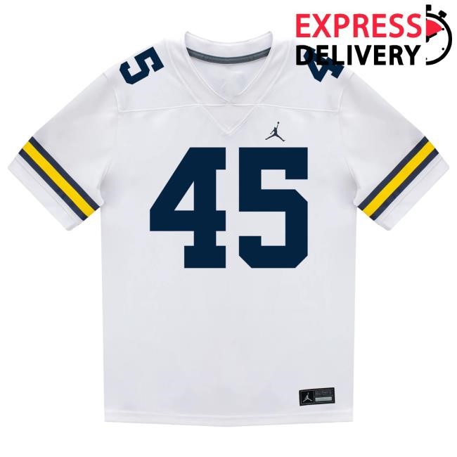 The M Den Michigan Wolverines #45 Greg Tarr Student Athlete White Football Jersey Hot Shirt