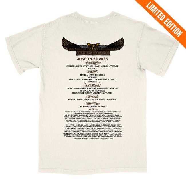 2025 Forest Goods Clocktower - Line-up Tees Electric Forest Festival Official