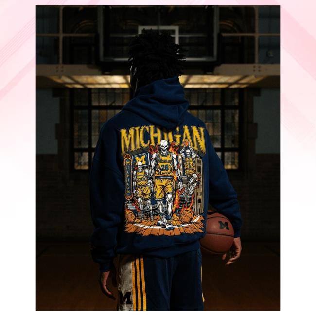Night Stadium Style Michigan Skelly Hoodie Navy | Sana Detroit