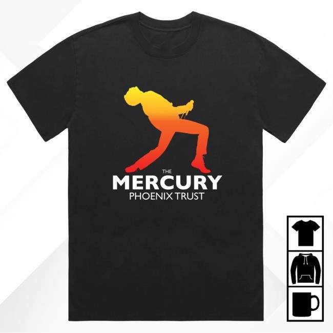 Official Queen Merch Store Mercury Phoenix Trust Logo Silhouette Black Shirts