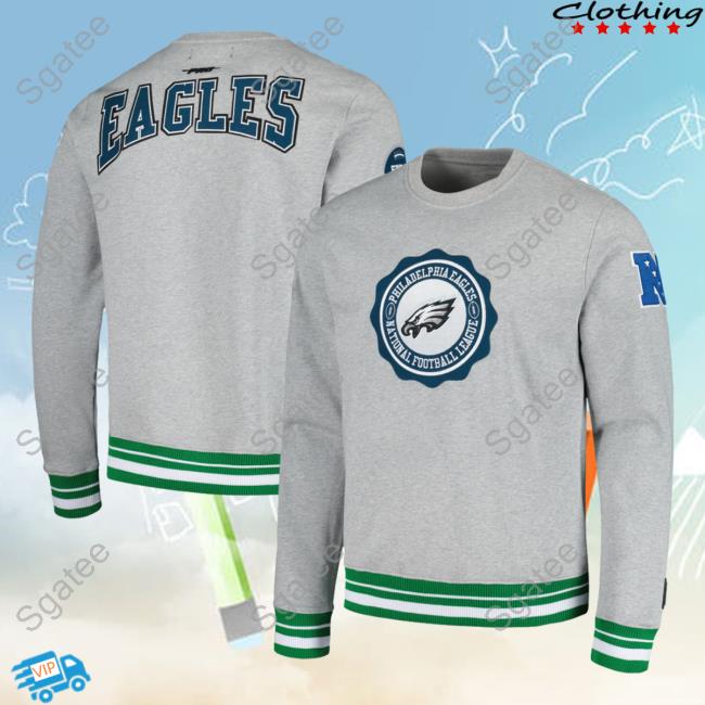 Official PhiladelphiaEagles Clothing Merch Store Shop New Era Kelly Green Philadelphia Eagles Big & Tall Throwback Colorblock Sweatshirts