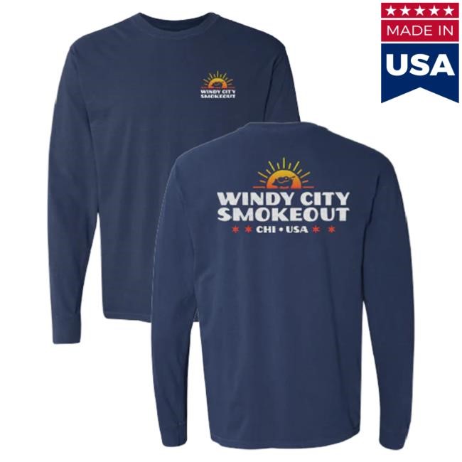 Windy City Smokeout Navy Sunset Long Sleeve Shirts