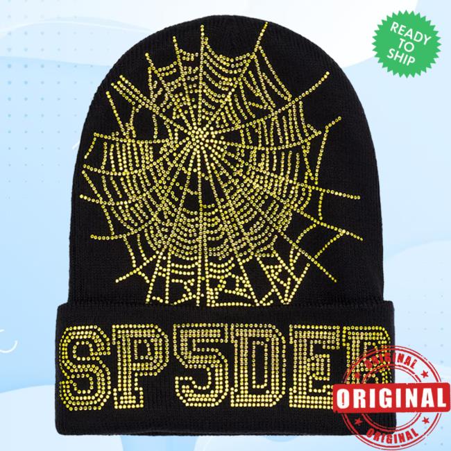 Official Sp5der Merch Store Shop King Spider Web Beanie Cap Black/Yellow KingSpider