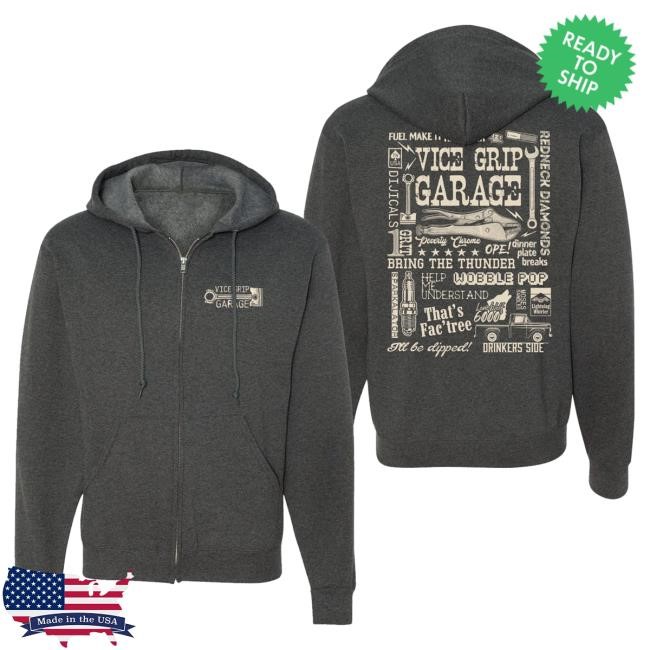Official Vice Grip Garage Merch Store Shop Derekisms Zip Up Hoodie Vicegripgarage
