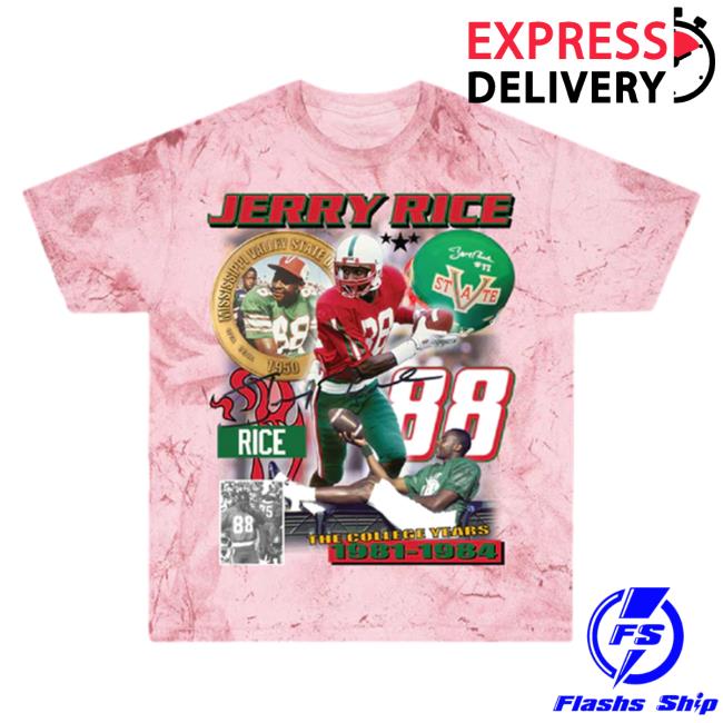 Official Black College Union Jerry Rice "The College Years" Homage T-Shirts Mississippi Valley State [MVSU] Clay