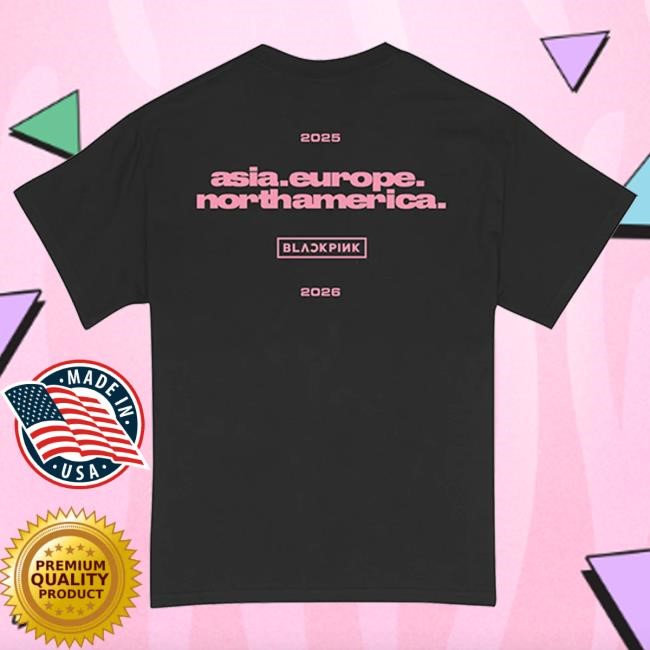 Deadline Tour Merch Blackpink Continent Logo Shirts Black | Blackpink Official Merch Store