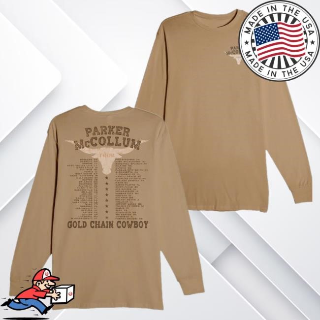 Official Parker Mccollum Merch Shop 2024 Long-Sleeve Gold Chain Cowboy Tour ParkerMccollum