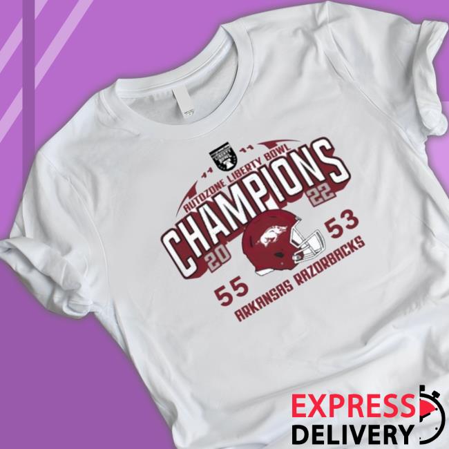 Official Autozone Liberty Bowl Champions Arkansas Razorbacks Tee Shirt