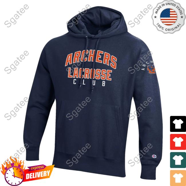 Official Premier Lacrosse League Shop Champion Archers Lacrosse Throwback Reverse Weave Hooded Sweatshirt Marine Navy