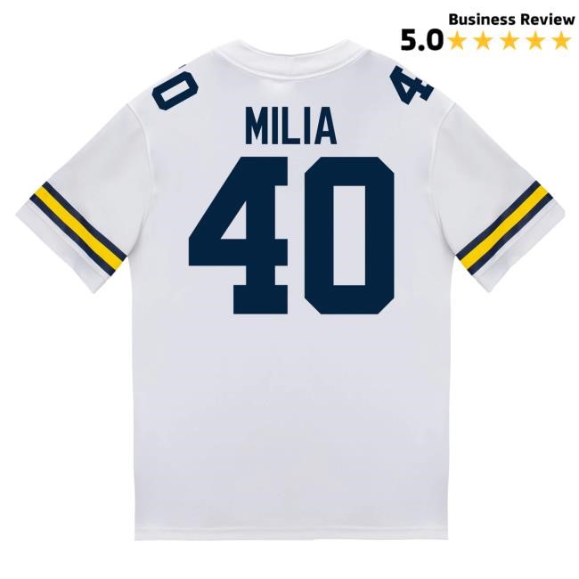 Michigan Wolverines #40 Rocco Milia Student Athlete White Football Jersey T Shirt The M Den Shop Official Michigan Wolverines #40 Rocco Milia Student Athlete White Football Jersey Shirts The M Den Shop Official