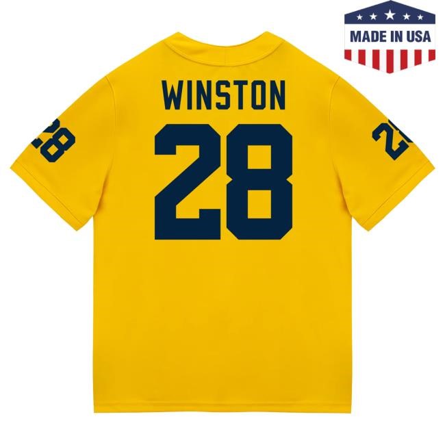 Michigan Wolverines #28 Kainoa Winston Student Athlete Maize Football Jersey New Shirt The M Den Shop Official