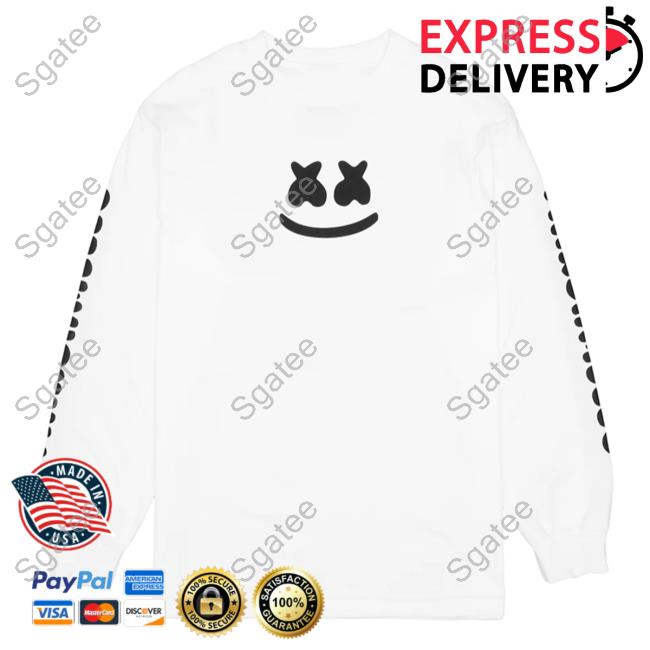 Official Marshmello Music Clothing Store Shop Smile Bar L/S Hoodies White Marshmellomusic Merch