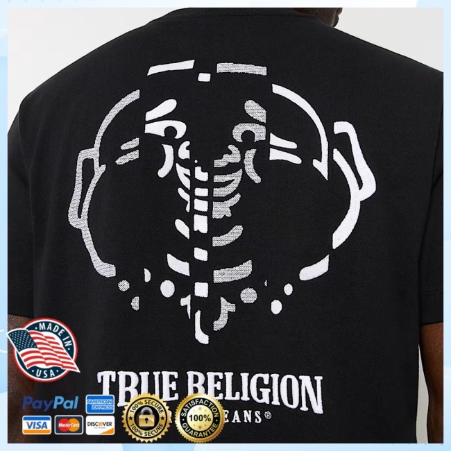 Truereligion Embroidered Warped Buddha Logo Tee New Shirt
