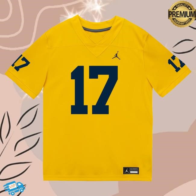 The M Den Michigan Wolverines #17 Marlin Klein Student Athlete Maize Football Jersey Tee