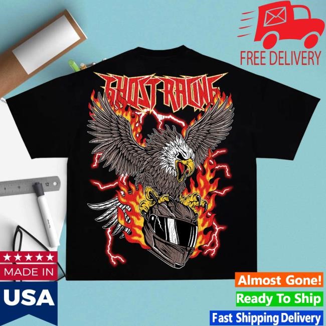 Official Ghost Racing Clothing Red Flaming Eagle Tee - Black Official Ghost Racing Clothing Red Flaming Eagle Shirts - Black