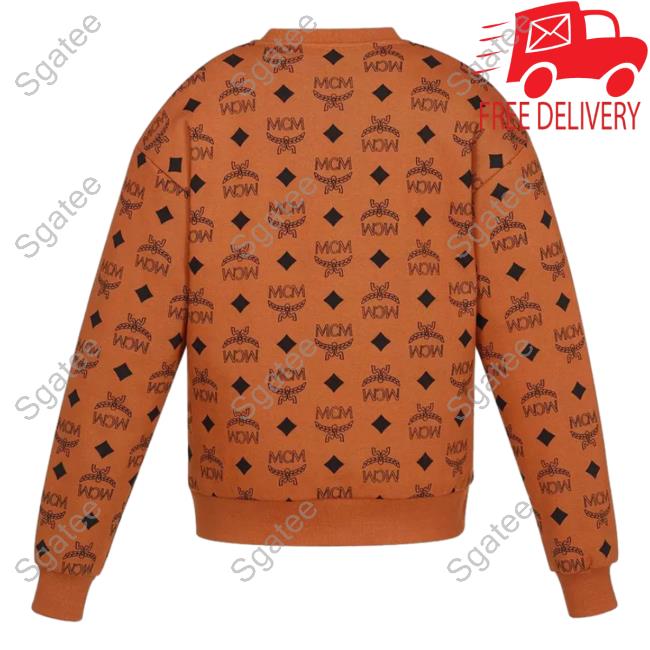 Official MCM Worldwide Maxi Monogram Aop Sweatshirt Cognac 3D All Over Print Mcmworldwide