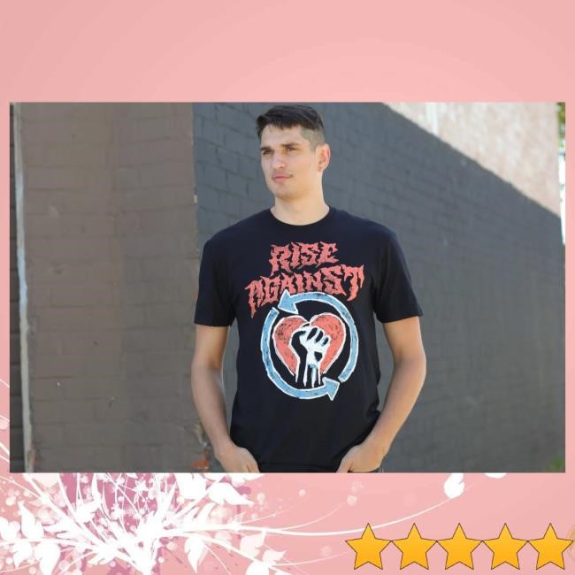 Official Rise Against Chalk HeartFist Hot Shirt (Black)