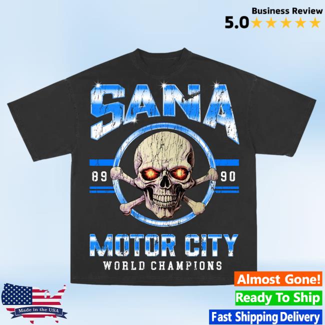 Official Sana Detroit Red Wings Sana Detroit Bad Boys Chrome Skull Tee - Vintage Black