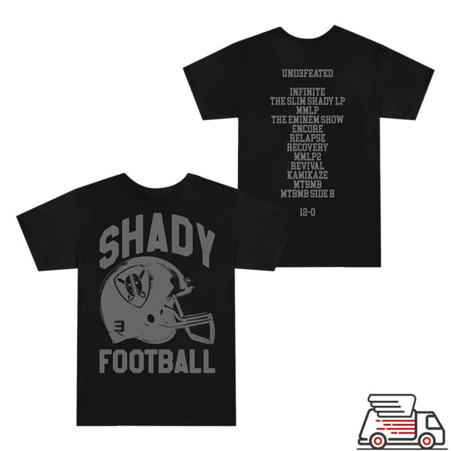 Official Eminem Merch Store Slim Shady Eminem Shady Football T Shirt (Black) Eminem Apparel Clothing Shop SlimShady