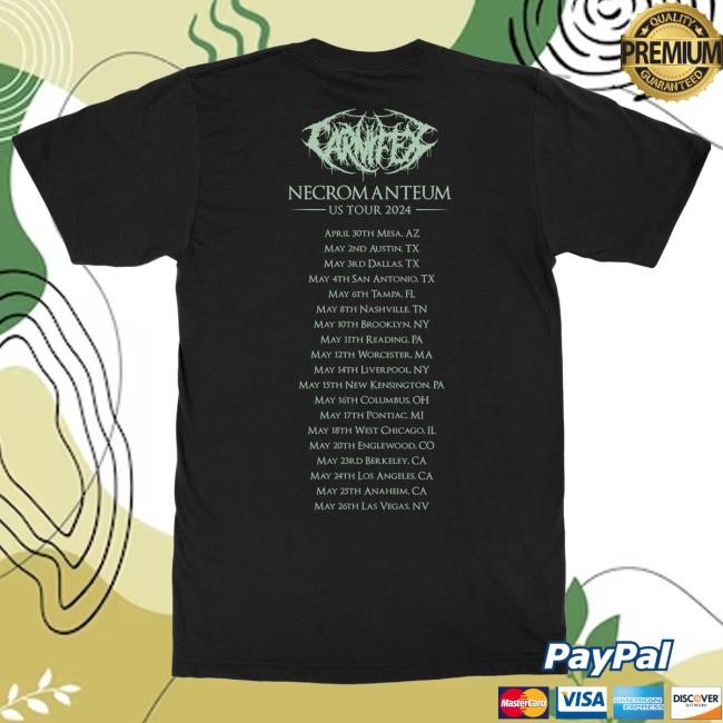 Official Indie Merch Store Shop Carnifex "Necromanteum Tour 2024" New Shirt IndieMerchStore