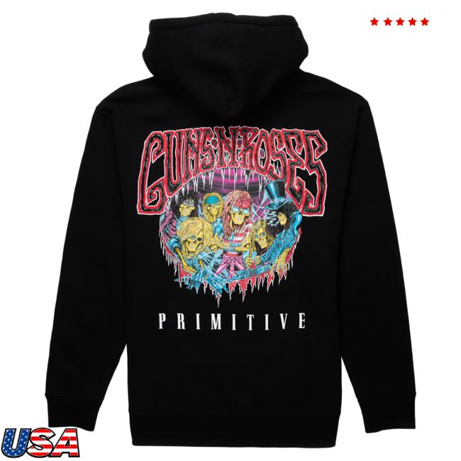 Official Tillys Merch Store Shop Primitive X Guns N' Roses Bones Mens Zip-Up Popover Sweatshirt Tillys Apparel Clothing
