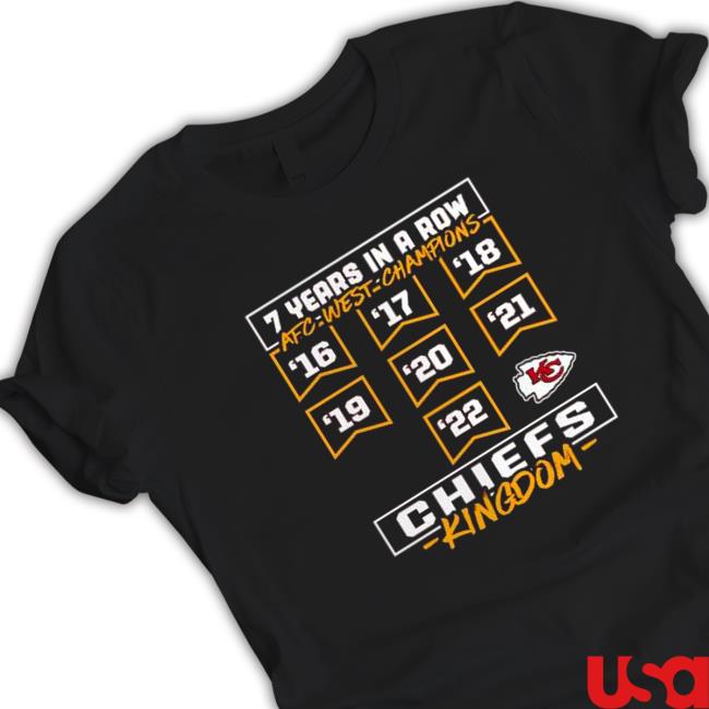 Official Kansas City Chiefs 7 years in a Row AFC West Champions 2022 Chiefs Kingdom Hoodie