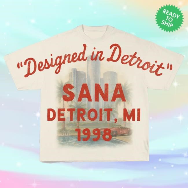 Official Sana Detroit Designed In Detroit Shirts - Cream Official Sana Detroit Designed In Detroit Tees - Cream