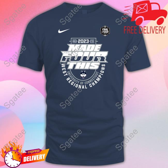 Official Uconn Huskies Shop 2023 Ncaa Men's Basketball Regional Champs Final Four Short Sleeve T-Shirt