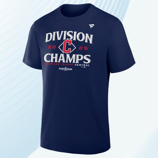 Official Mlb Store Shop Merch Men's Cleveland Guardians Fanatics Navy 2025 AL Central Division Champions Big & Tall Locker Room Hot Shirt