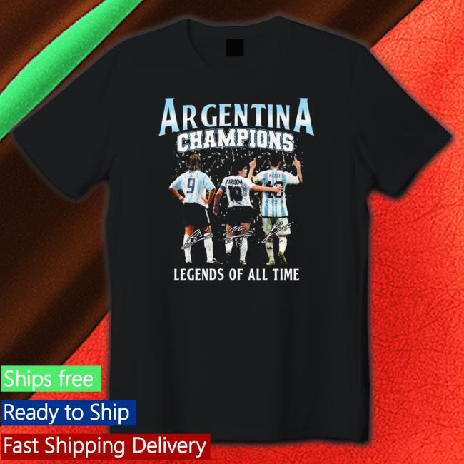 Official Argentina champions sergio batista and diego maradona and lionel messI legends of all time signatures Shirt